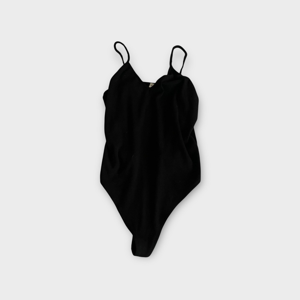 BP‎ Womens Black Ribbed V-Neck Spaghetti Strap Bodysuit Large NWT BP397555MI - Picture 3 of 9
